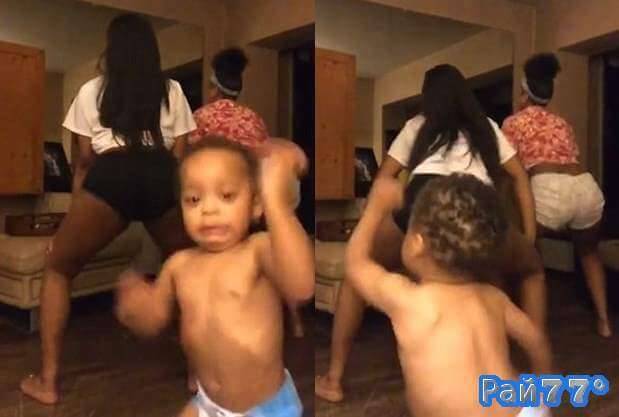 Мальчик в подгузнике «украсил» весёлый танец своих родственниц (Видео)