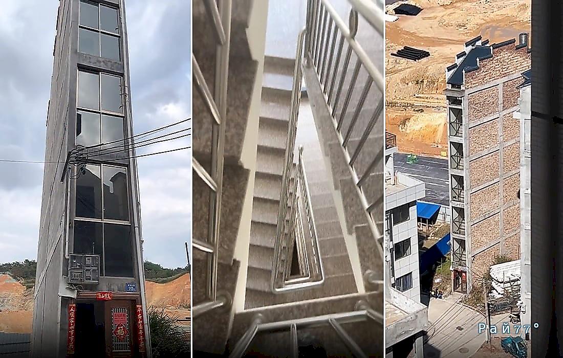Суперузкое 7-этажное здание возвели в Китае: видео