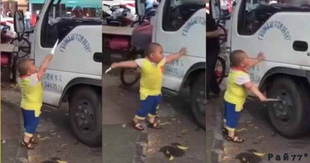 Знаменитый, воинствующий ребёнок, вооружённый ножом, набросился на водителя грузовика, защищая интересы своей бабушки (Видео)