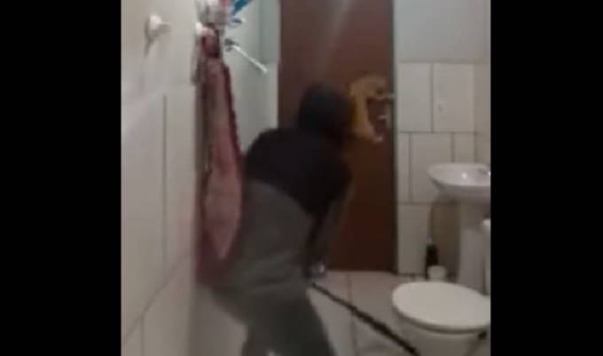 Попытка прогнать крысу из туалета, закончилась полным провалом для мужчины и его домашнего питомца. (Видео)