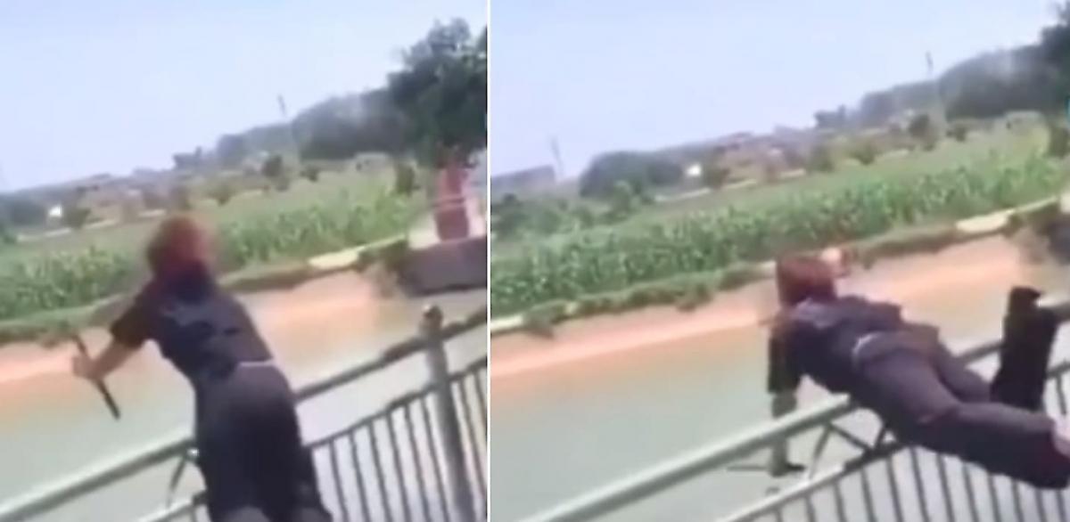 Горе-рыбак «самоподсёкся», упал в реку и рассмешил сеть - видео
