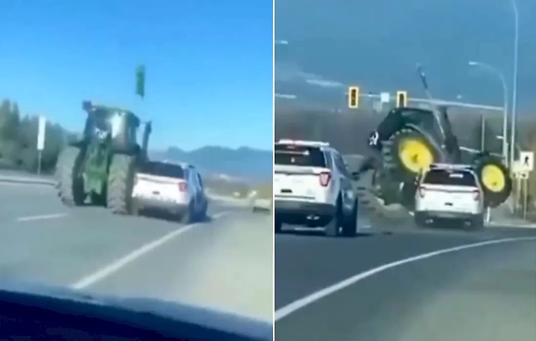 Трактор перевернулся, уходя от полицейской погони: видео