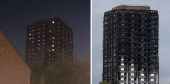 Лунный свет сделал иллюзию заселённости сгоревшей башни в Лондоне.
