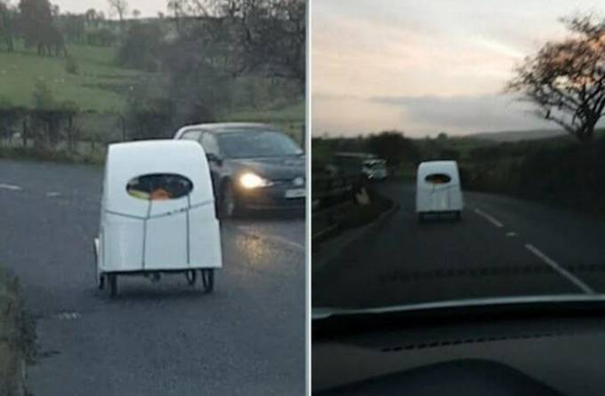 Необычное транспортное средство было обнаружено на магистрали в Британии (Видео)