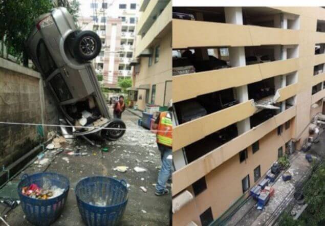 Автовладелец чудом выжил после падения с 4-ого этажа парковки в Тайланде. (Видео)