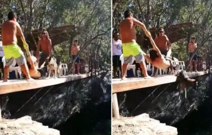 Пёс, оказавшись в ненужном месте, неожиданно принял водные процедуры в Мексике (Видео)