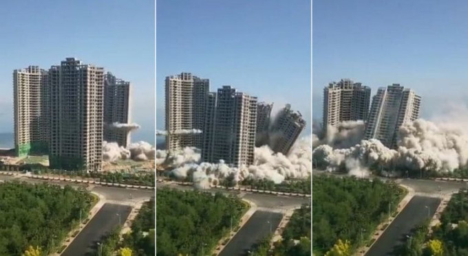 Четыре высотных здания взорвали в Китае (Видео)