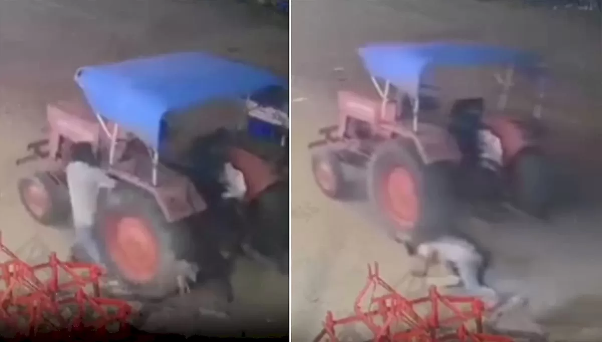 Угонщик пережил наезд угоняемого трактора и попал на видео в Индии