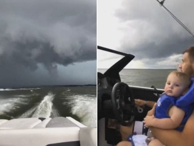 Американское семейство устроило гонки со стихией на озере во Флориде (Видео)