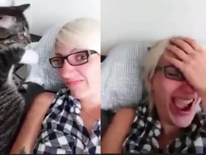Девушка во время совместного «селфи» получила по очкам от своего домашнего питомца (Видео)