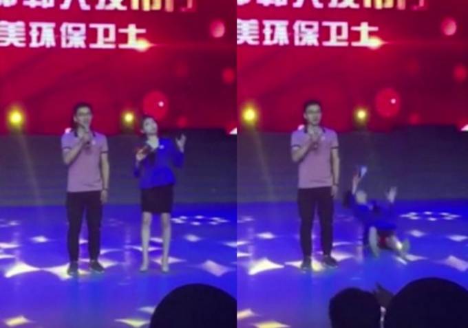 Аудитория китайского ток - шоу встретила аплодисментами потерявшую на сцене сознание ведущую. (Видео)
