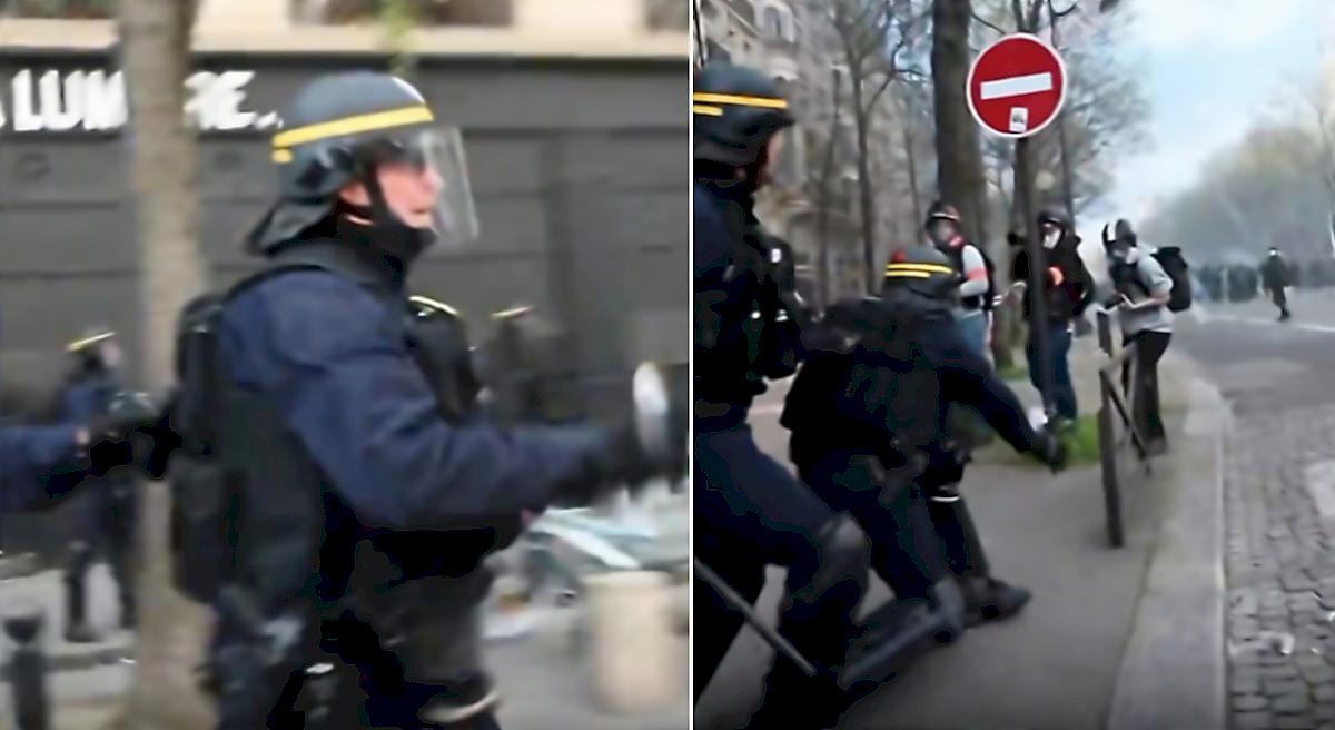 Полицейский показал необычную технику и метнул гранату с газом в журналистов