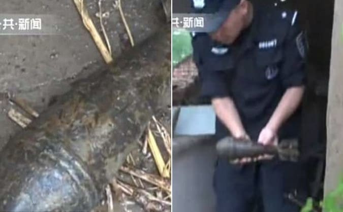 Китайский фермер, выкопавший неразорвавшуюся бомбу - «побаловал» своего внука новой игрушкой (Видео)