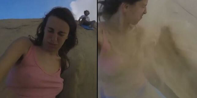 Сэндбордистка приняла «песчаную ванну» в дюнах Новой Зеландии (Видео)