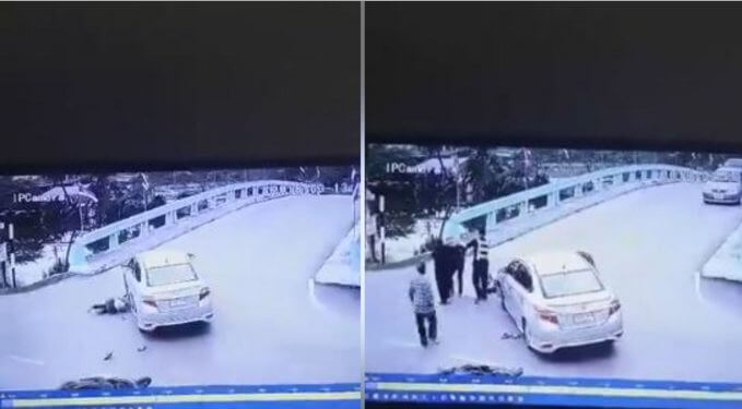Мотоциклист, протаранивший автомобиль в Таиланде, чудом избежал тяжёлых последствий (Видео)