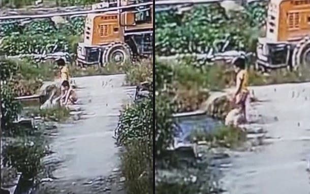 ШОКИРУЮЩИЙ КОНТЕНТ ! Момент гибели троих малолетних детей, утонувших в пруду, попал на видеокамеру в Китае.