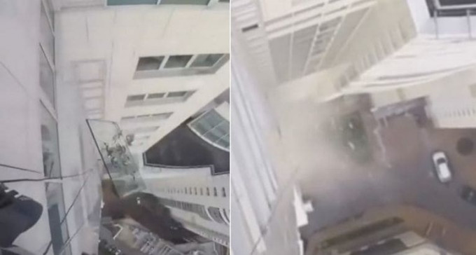 Рабочие уронили массивное стекло с 47-го этажа высотки в Москве (Видео)