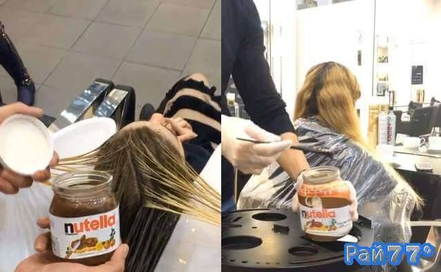 Парикмахер в Дубаи использует шоколадную пасту Nutella и сгущёнку вместо краски для волос (Видео)