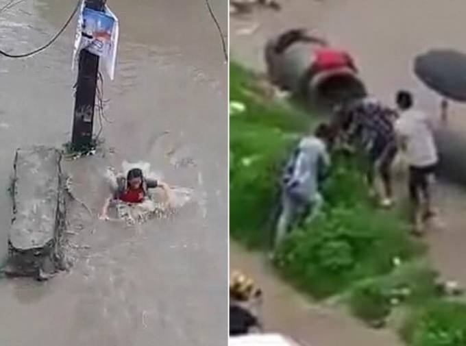 14-летняя школьница, провалившись в дренажную яму, чудом выжила, проплыв 30 метров по канализации в Непале. (Видео)
