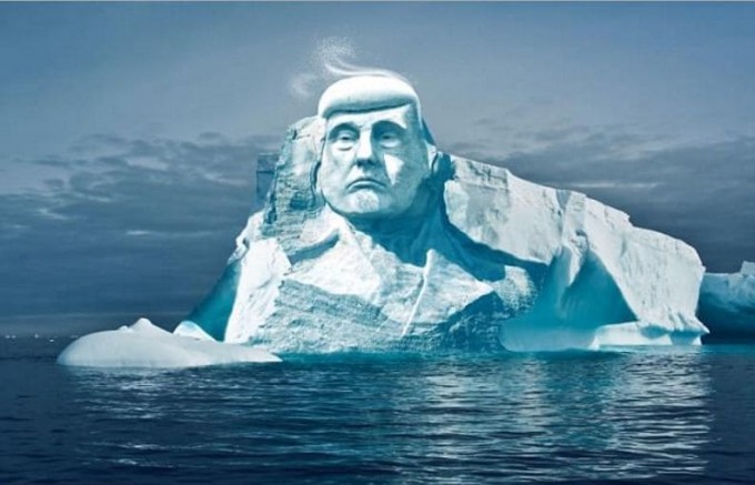 Группа экологов планирует вырубить гигантскую голову Трампа на айсберге в Арктике