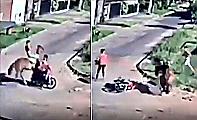Всадник на лошади не поделил дорогу с мотоциклисткой в Бразилии