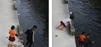 Курьер, спасший упавшую в водоём девочку и её обувь, стал героем в Китае (Видео) 0