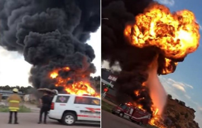 Мощные взрывы накрыли бензоколонку в США (Видео)