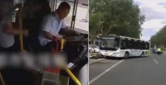 По вине агрессивного пассажира, водитель автобуса врезался в столб в Китае (Видео)