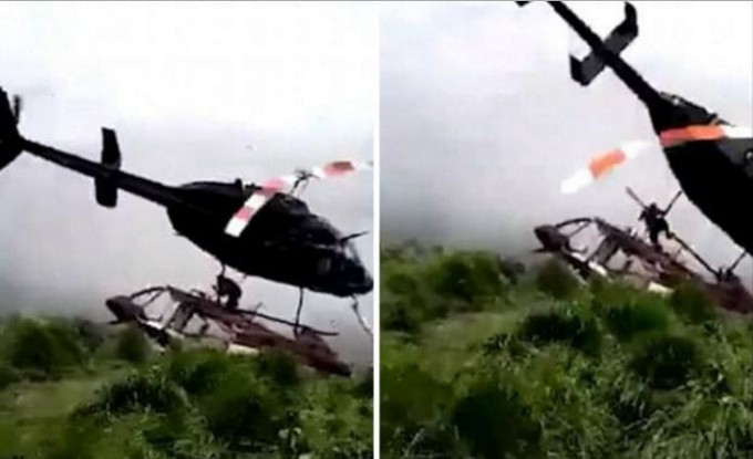 Операция по подъёму разбившегося вертолёта закончилась трагедией в Колумбии (Видео)