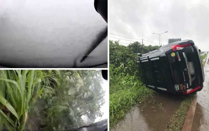 Автовладелец, протаранив дерево, перевернул свой внедорожник в Тайланде (Видео)