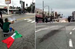 Мексиканец после победы национальной сборной по футболу, обстрелял фейерверками полицейских в Лос - Анджелесе (Видео)