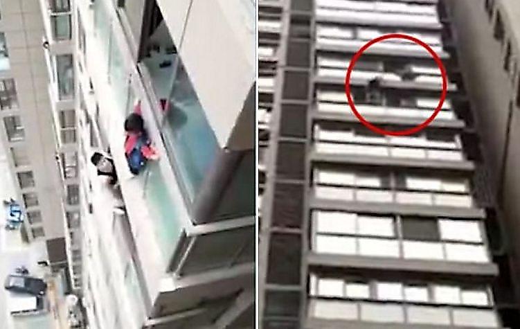 Ребёнок, в поисках своих родителей, оказался за окном на 14-ом этаже дома в Китае ▶