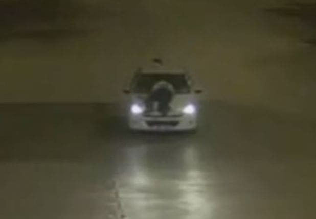 Пьяный водитель увёз в неизвестном направлении полицейского на капоте своего автомобиля  (Видео)