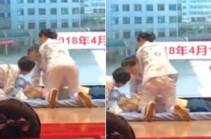 Медсестра, показавшая необычную тактику во время реанимации манекена, прославилась в Китае (Видео)