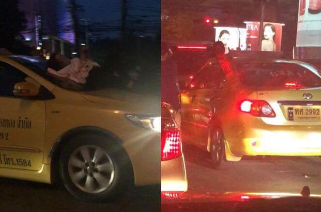 Таксист прокатил упрямую клиентку на капоте автомобиля в Тайланде (Видео)