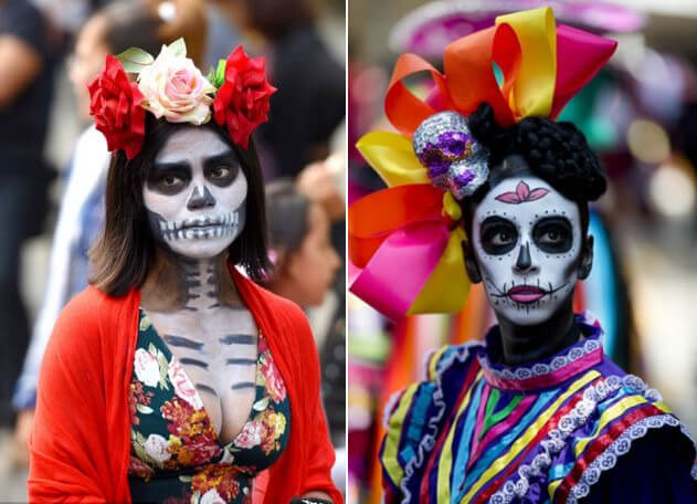 Тысячи мексиканцев приняли участие в параде, посвящённом дню мёртвых в Мехико. (Видео)