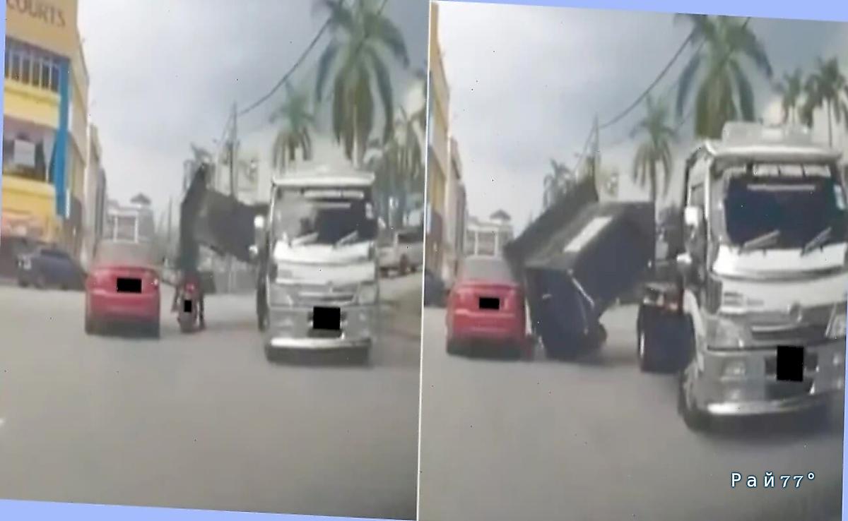 Мотоциклист пережил падение киоска с бургерами на него ▶️