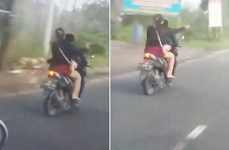 Жена воспользовалась моментом и нанесла побои мужу, во время совместной поездки на мотоцикле ▶