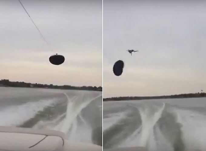 Экстремал, совершая полёт на надувном плоту, «катапультировался» в водоём (Видео)