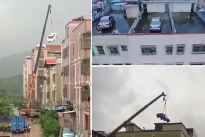 Китайские автовладельцы прячут от тайфуна свои машины на крышах жилых домов (Видео)