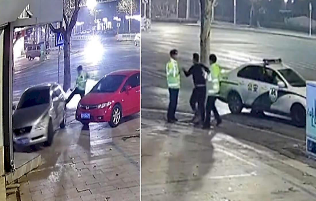 Хитрый план по уходу от полицейской погони в исполнении пьяного автомобилиста попал на видео в КНР