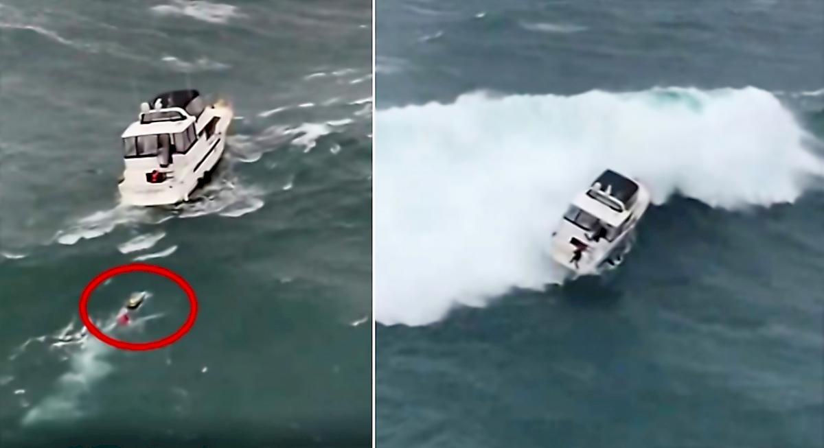 Гигантская волна накрыла лодку и изменила ход спасательной операции