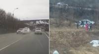 Машина ДПС оказалась в кювете во время погони за пьяным автомобилистом в Мурманске (Видео)