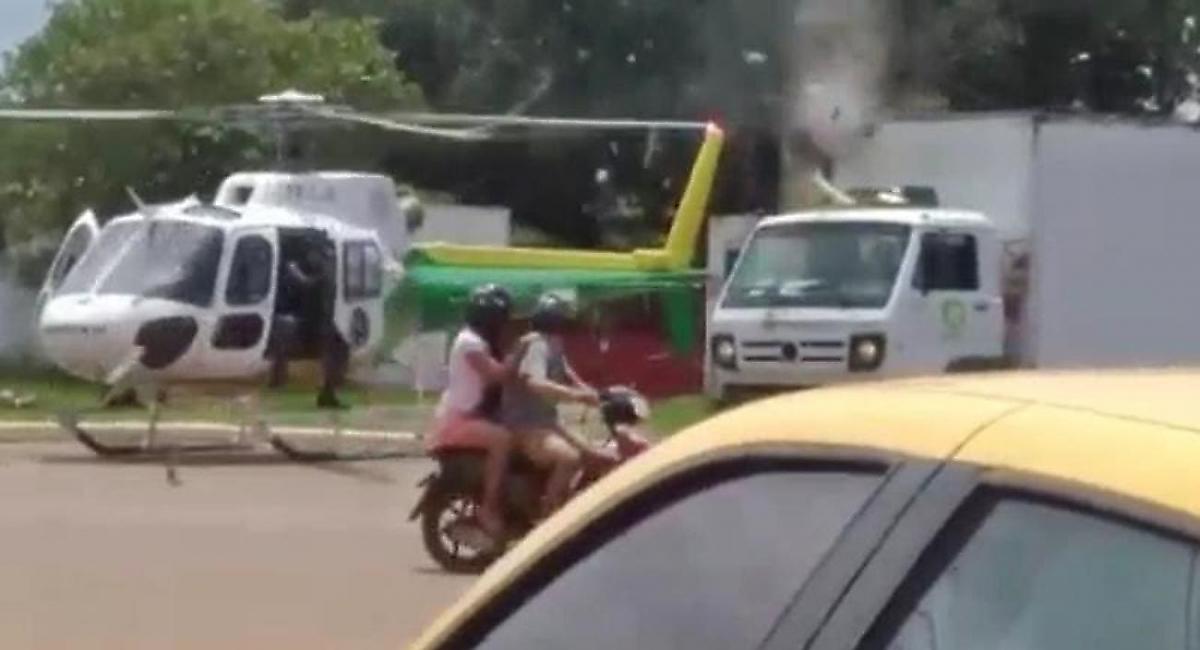 Столкновение вертолёта с грузовиком попало на видеокамеру в Бразилии