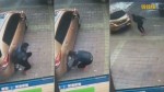 Забавный момент неудачной попытки достать купюру из под колеса автомобиля, попал на камеру в Китае. (Видео)