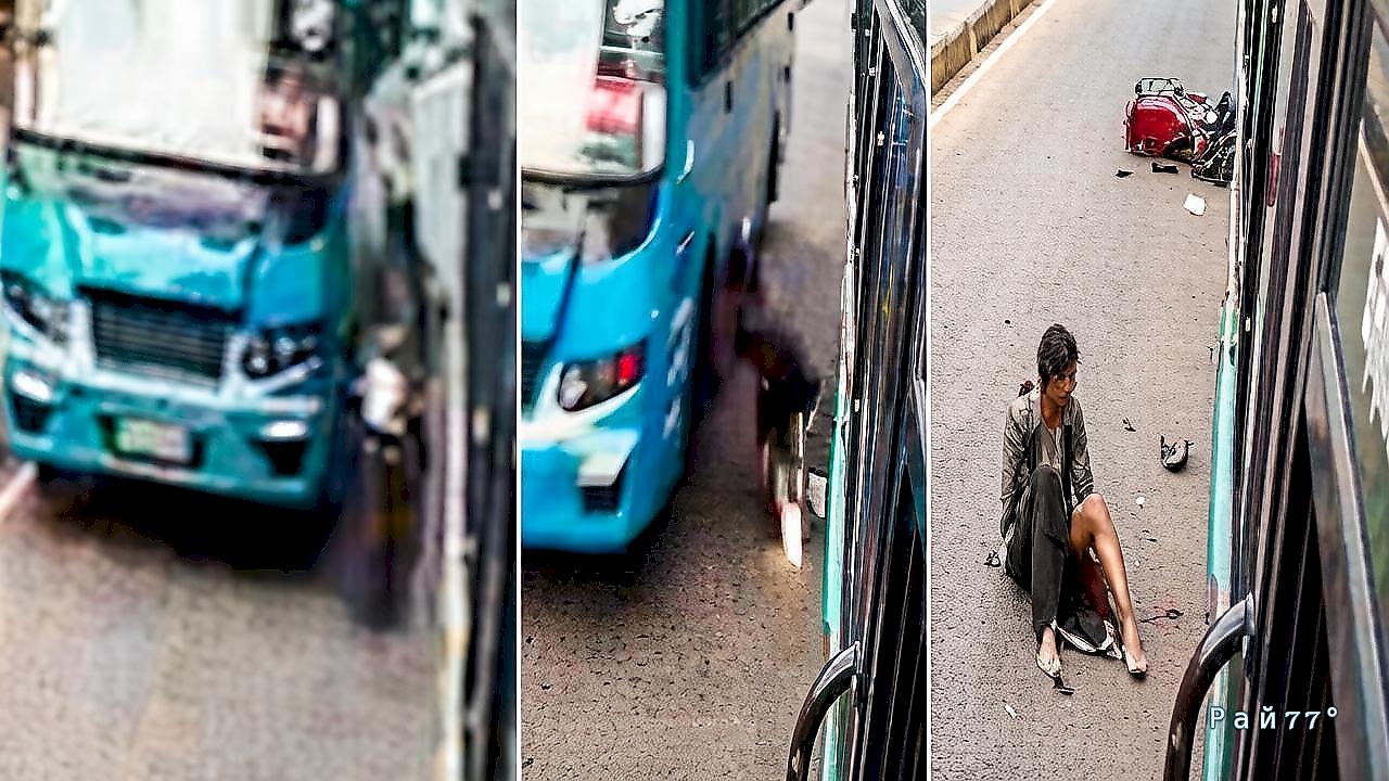 Мотоциклист чудом уцелел, оказавшись между двух автобусов в Индии ▶️