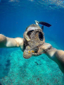 Любопытный осьминог, присосавшись к маске дайвера, принял участие в подводном селфи 1
