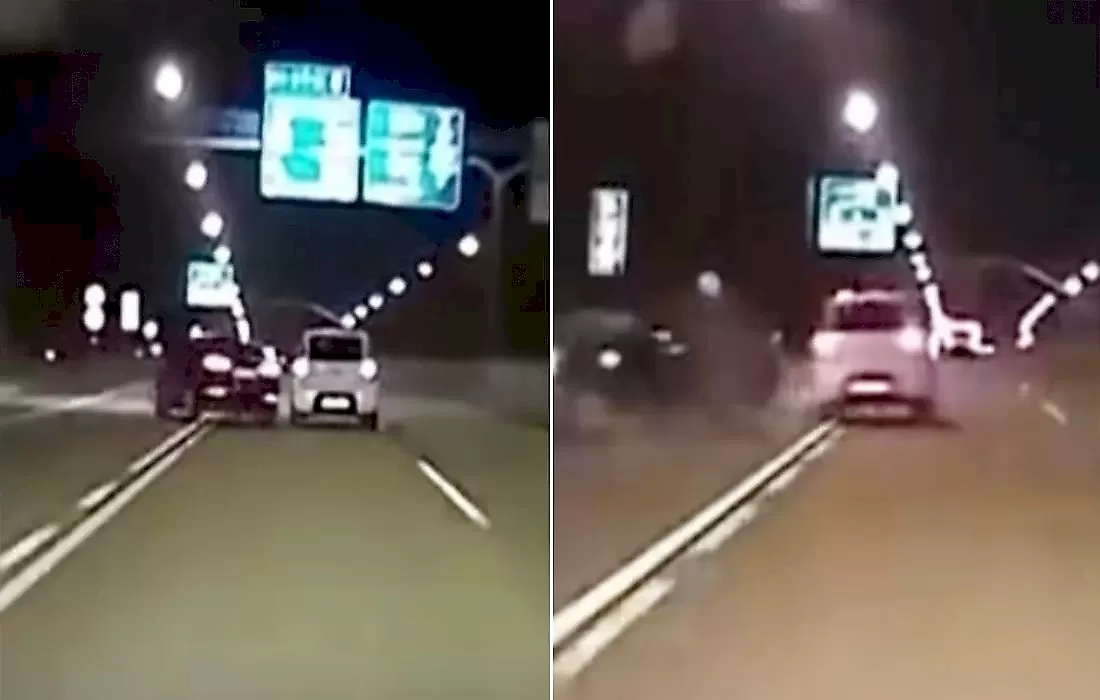 Автомобили закружились в  рискованном «танце» и попали на видео в КНР