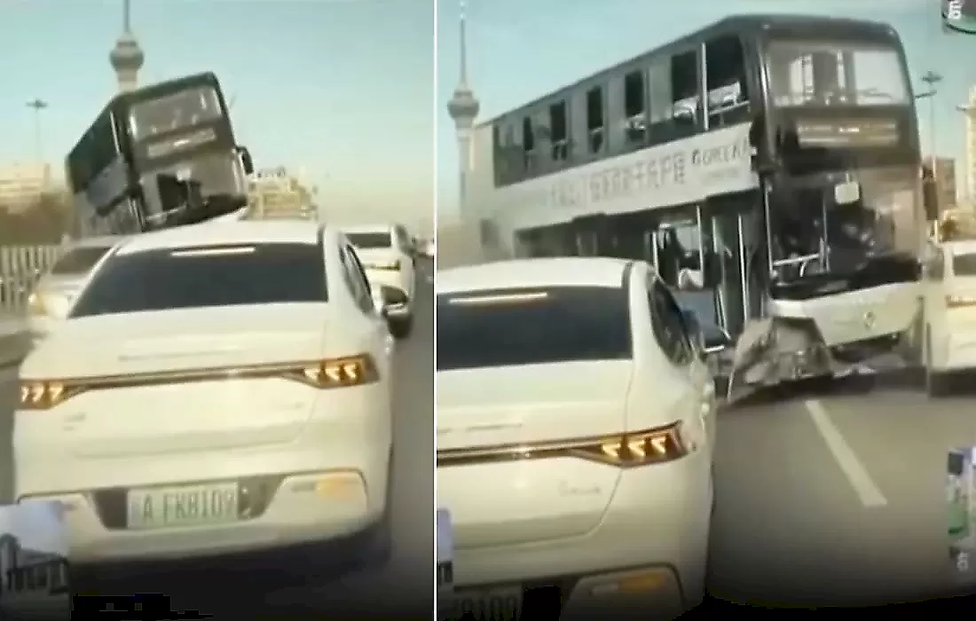 Неуправляемый автобус пробил заграждение и выехал на встречку: видео