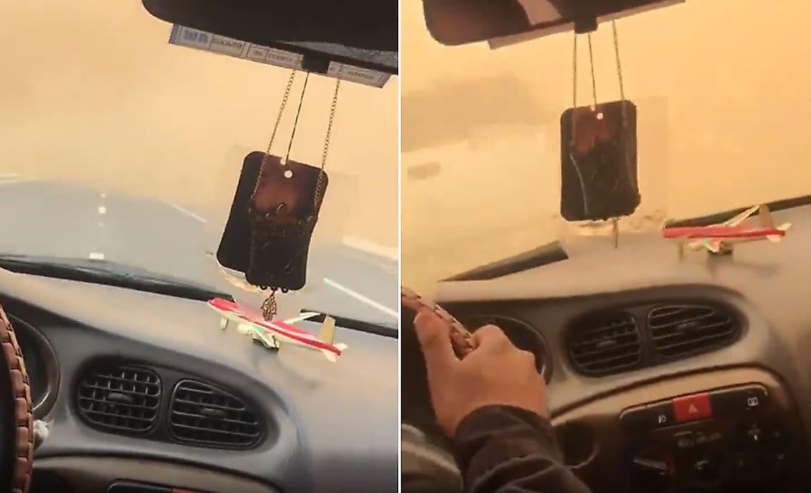 Лобовое столкновение автомобилей во время песчаной бури попало на видео в Иордании